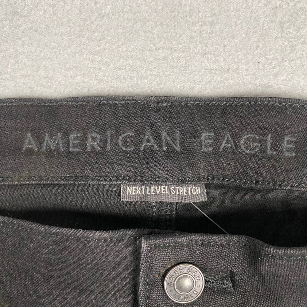 American Eagle Dream Stretch Distressed Destroyed Black Jegging Womens 18 NEW - Picture 7 of 16